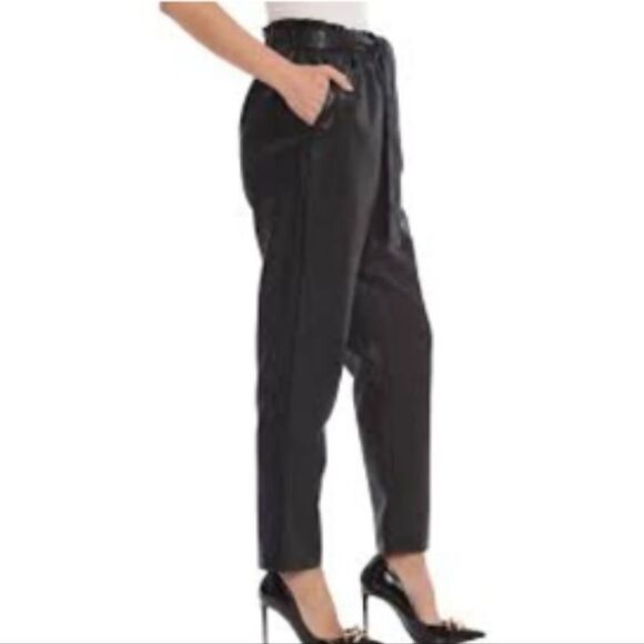 Avec Les FillesFaux Leather Paperbag Waist Tapered Trouser - Picture 3 of 12
